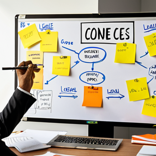 **

A diverse team brainstorming in a modern, sunlit office. Sticky notes cover a whiteboard outlining content ideas. A magnifying glass highlights the words "LEGALE" (legal) on one note. A laptop displays a draft of a privacy policy. Emphasis on collaboration, creativity, and attention to legal detail.

**