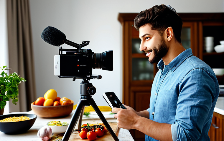Aspiring Italian Video Creator**
"A young, enthusiastic Italian video creator in their home studio, fully clothed in casual, stylish clothing, recording a video about Italian cuisine, surrounded by camera equipment and cooking ingredients, warm and inviting atmosphere, perfect anatomy, natural proportions, professional quality, safe for work, appropriate content, family-friendly."
**