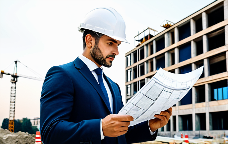 **

A professional architect, fully clothed in a stylish yet practical business outfit, reviewing blueprints on a construction site in Milan, Italy. The backdrop features modern buildings and a clear sky. Focus on capturing the architect's dedication and expertise. Safe for work, appropriate content, professional. Perfect anatomy, natural pose, well-formed hands.

**