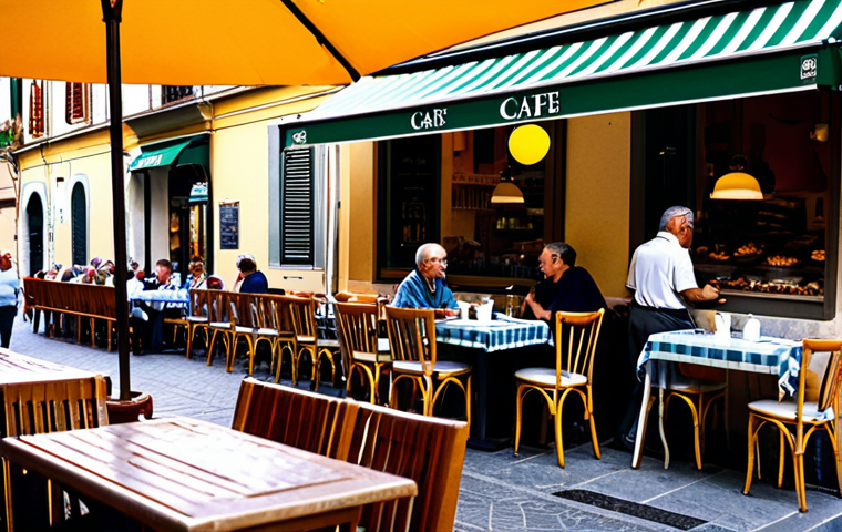 Thriving Italian Café Scene**
* **Prompt:** "A bustling café in a picturesque Italian piazza. Sunlight streams onto the outdoor tables, where patrons enjoy cappuccinos and pastries. The café has a traditional Italian storefront with awnings. People are laughing and talking, creating a lively atmosphere. *Prompt modifiers:* Vibrant colors, shallow depth of field, Canon EOS R5, f/2.8, ISO 100, *safe for work, appropriate content, fully clothed, professional, modest*"
**